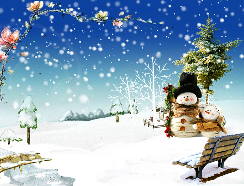 冬日雪地圣诞背景素材