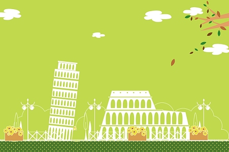 矢量手绘旅游意大利背景素材