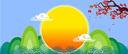 蓝色中秋主题卡通手绘清新banner