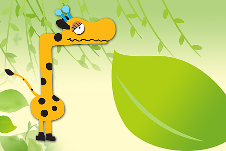 创意卡通插画长颈鹿海报psd背景素材