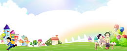 快乐校园卡通蓝天banner