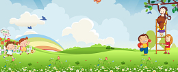 共建和谐校园卡通手绘蓝天banner