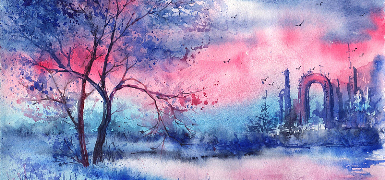 水彩手绘梦幻背景