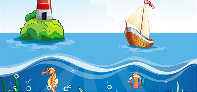 卡通海上背景