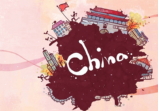 卡通中国建筑海报背景