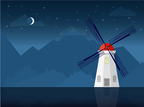 扁平化风向标卡通插画