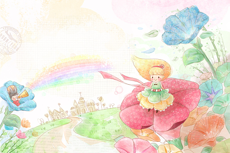 手绘可爱花朵娃娃背景
