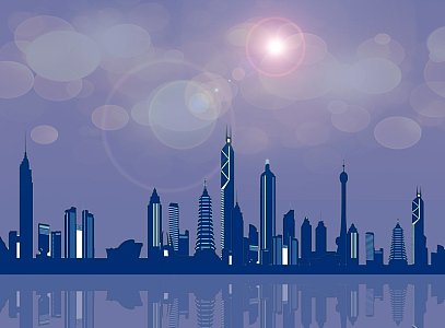 唯美城市光晕海报背景psd