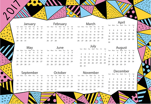 卡通2017年日历背景素材