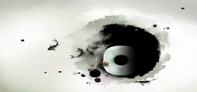 水墨画鱼简约设计海报banner