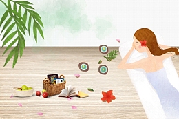 唯美手绘做SPA的美女海报背景模板