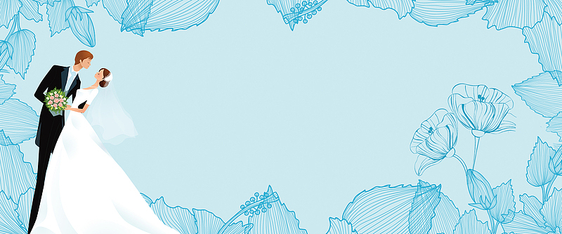 梦幻婚礼小清新蓝色水纹banner