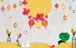 简约创意手绘八月十五中秋节海报背景