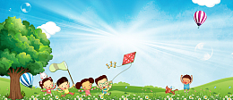 创建文艺校园卡通几何蓝色banner