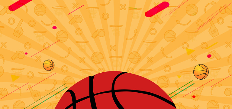 天猫橙红色渐变卡通篮球促销海报banner