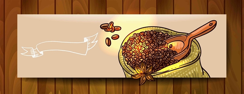 美式复古西餐手绘线稿咖啡豆麻袋海报背景