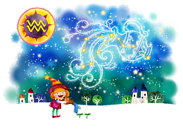 十二星座水瓶座卡通图案插画背景素材