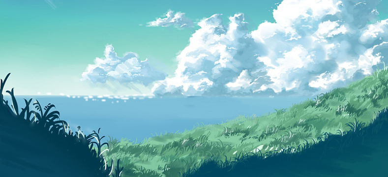卡通草地背景banner