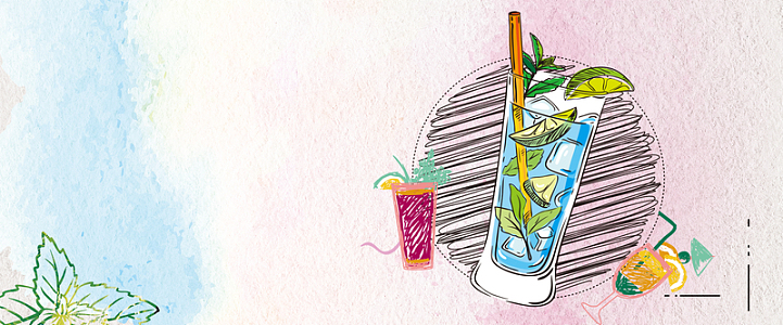 青柠果汁手绘小清新文艺米色背景