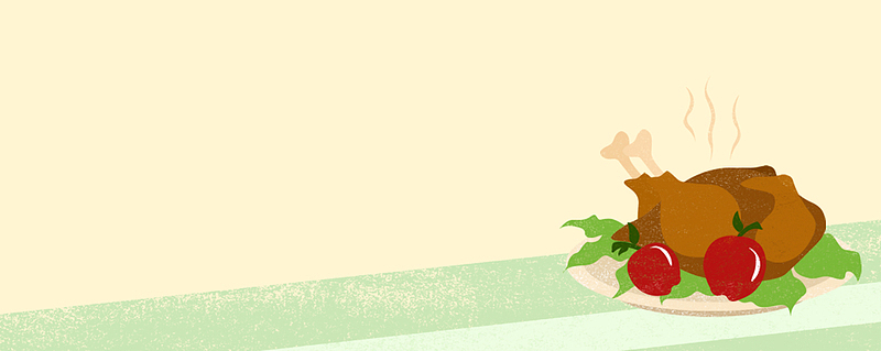 感恩节火鸡简约黄色banner