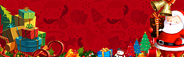 圣诞老人礼盒小清新简约红色banner