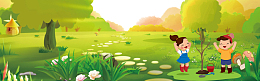 植树节绿色卡通可爱banner