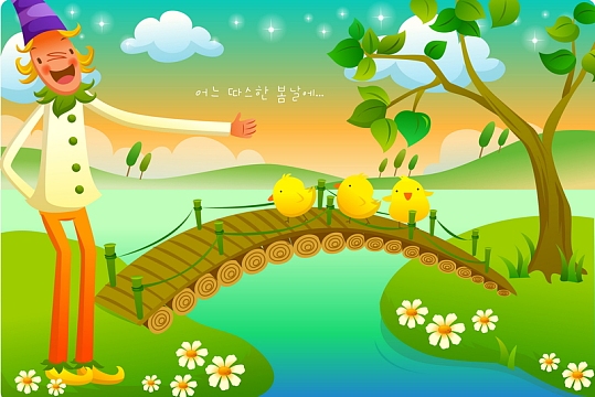 卡通木桥