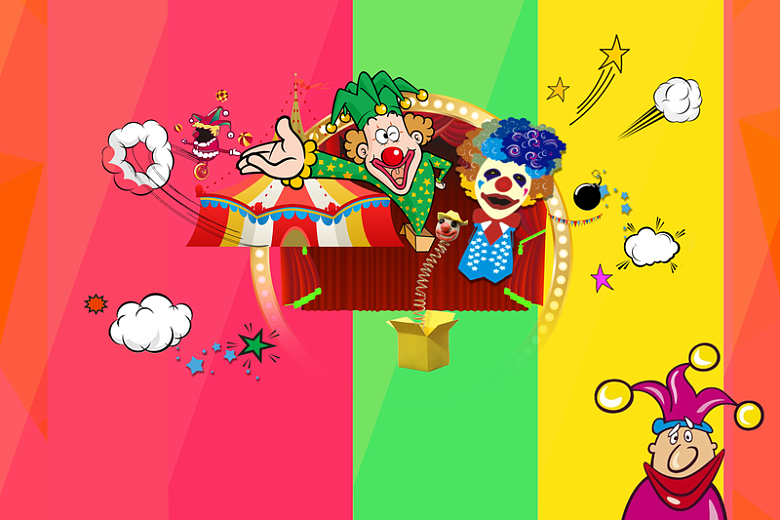 卡通小丑欢乐愚人节海报背景