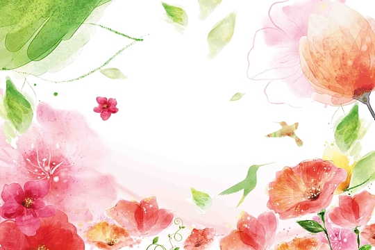 春暖花开水彩画海报背景模板
