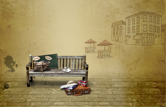 复古怀旧手绘咖啡海报背景素材