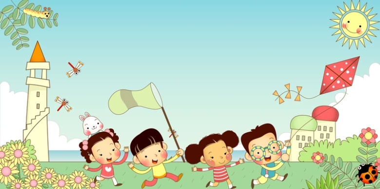 文艺清新卡通孩童风筝节海报背景素材