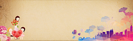 母亲节母爱主题插画手绘风海报banner