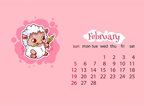 日历2017年2月挂历日期时间动物