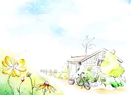 乡村农庄速写风景广告背景