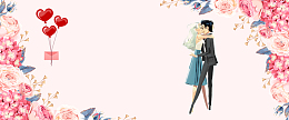 七夕手绘粉色海报背景banner