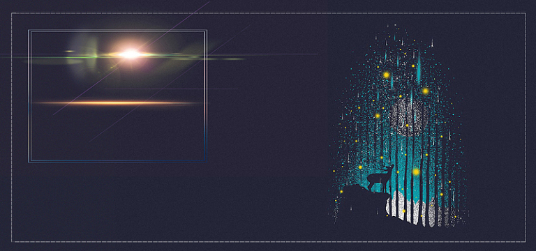 麋鹿仰望手绘蓝色banner