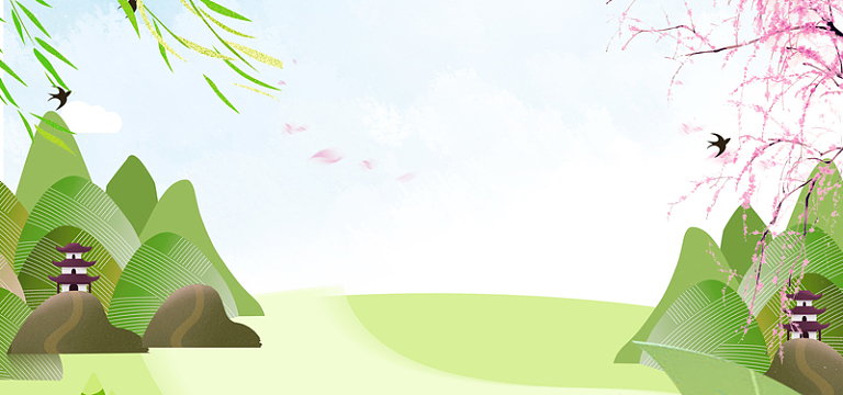 清新卡通春游记banner