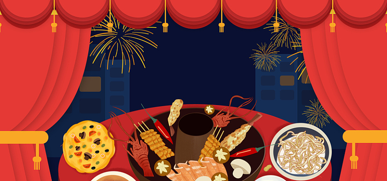 庆祝国庆节火锅美食背景