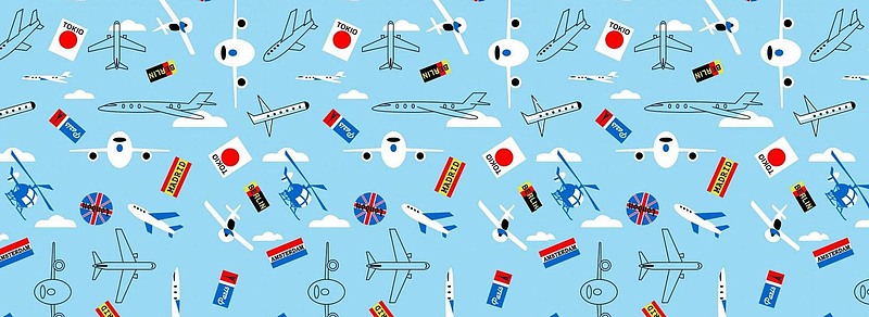 淘宝    卡通飞机  日本小国旗背景  海报banner背