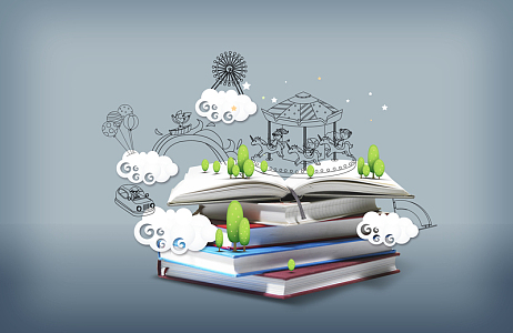 卡通绘画书本儿童旋转木马印刷背景