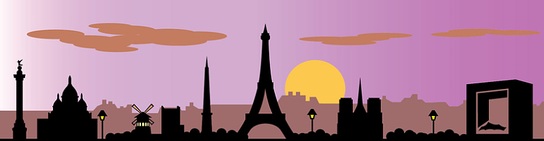 卡通梦幻巴黎城市剪影高清图