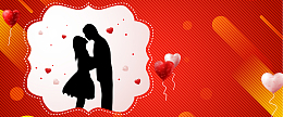 七夕卡通红色海报背景banner