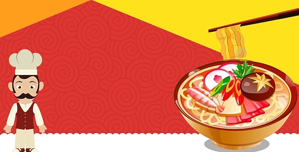 卡通美食面条海报背景psd