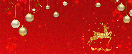 圣诞节麋鹿小清新雪花红色banner