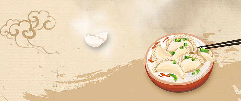 冬至暖心饺子文艺手绘banner