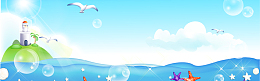 卡通海浪清凉一夏banner背景