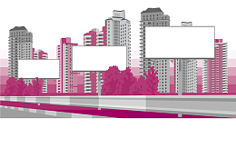 手绘高层建筑大屏幕背景