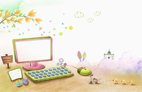 卡通手绘电脑背景素材(3076x2000)png金融红色扁平卡通商务banner海报