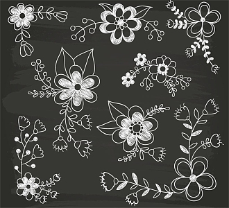 8款手绘花卉设计矢量图