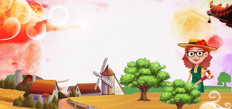 312植树节手绘绿树卡通banner